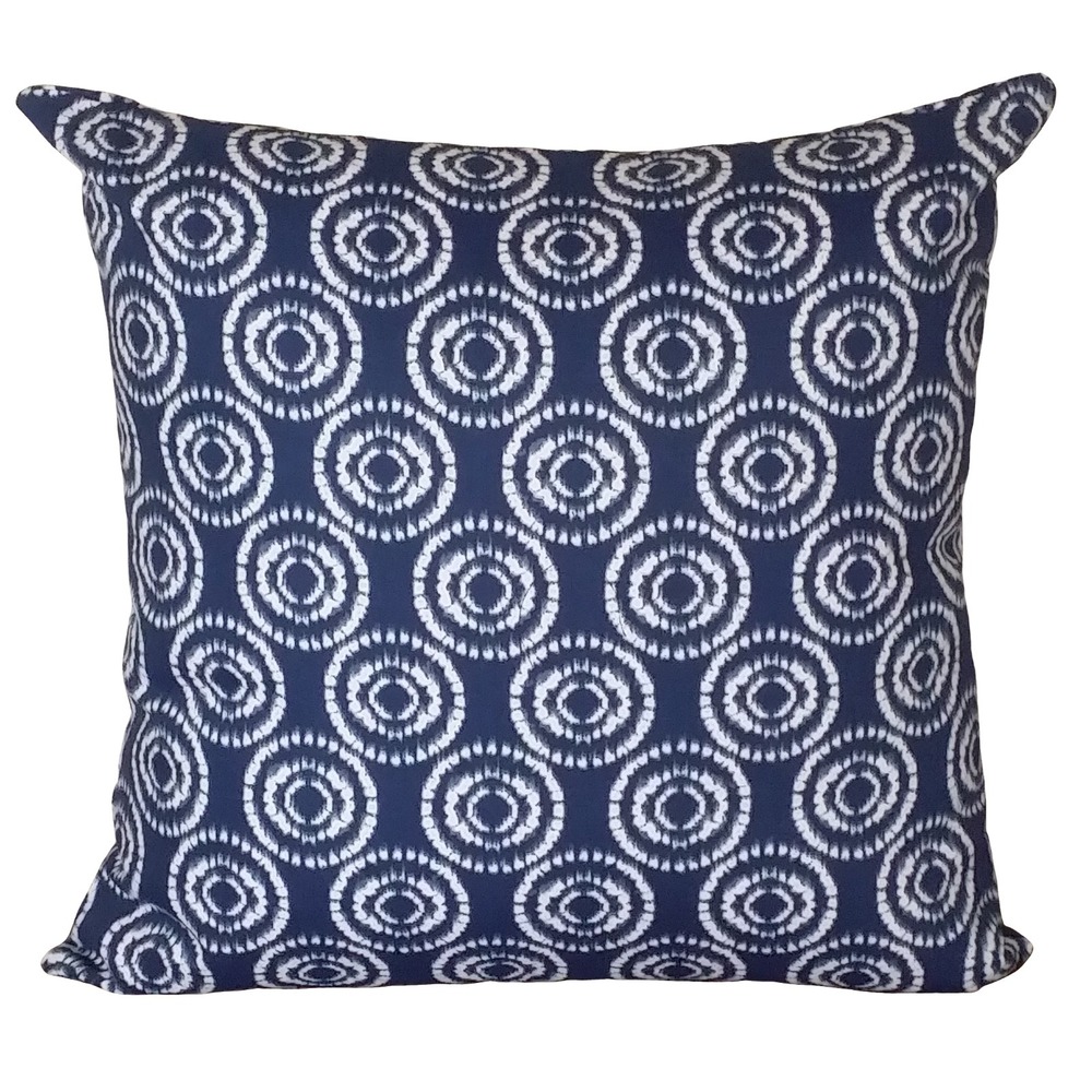 Bryant Throw Pillow Cover 20x20 Zipper Cotton Blue White Nagoya Geo Chambray NEW